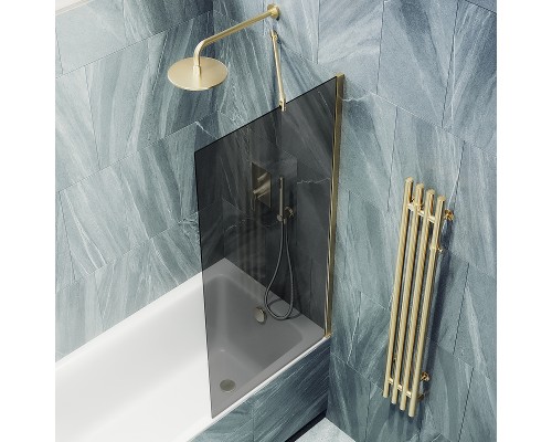 Шторка на ванну Maybah Glass MGV-82-3ш 800x1400 в широком профиле Золото стекло графитовое