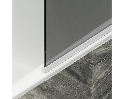 Шторка на ванну Maybah Glass MGV-129-1у 340x1400 в узком профиле Белый стекло графитовое матовое