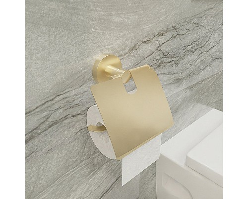 Держатель туалетной бумаги Fixsen Comfort Gold FX-87010 с крышкой Золото матовое