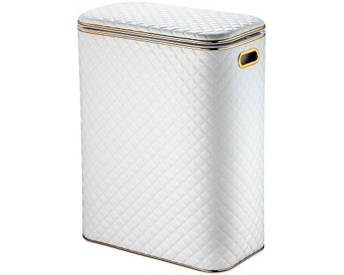 Корзина для белья Geralis SWG-B Ромб стежка Белая, кант Золото, стандартная