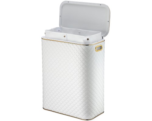 Корзина для белья Geralis SWG-B Ромб стежка Белая, кант Золото, стандартная