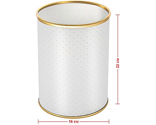Ведро для мусора Geralis M-PWG-B Punto Белое, кант Золото, 3 л