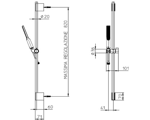 Душевой гарнитур Bossini Apice DA5061-N.030 Хром