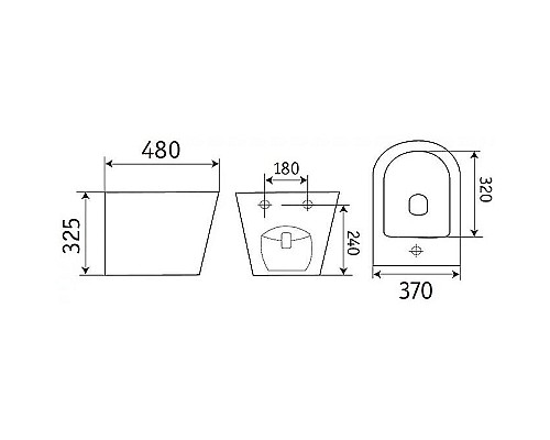 Биде CeramaLux 2342MB подвесное Черное матовое