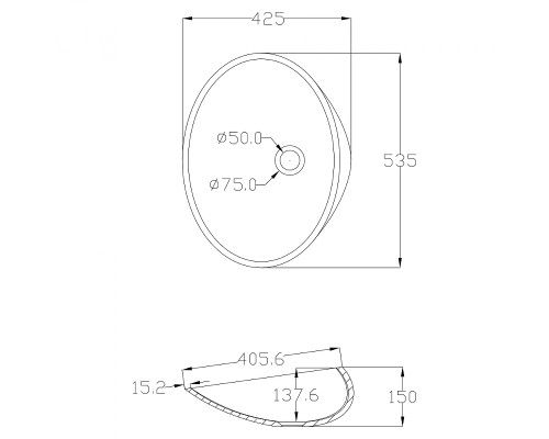 Раковина-чаша Abber Stein 54 AS2616 Белая матовая