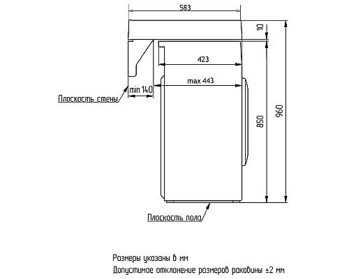 Раковина Azario Beta 60 CS00078301 на стиральную машину Белая