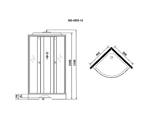 Душевая кабина Niagara Eco 80x80 E80/13/TN без гидромассажа