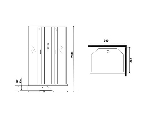 Душевая кабина Niagara Classic 90x80 NG-33984-14QBK без гидромассажа