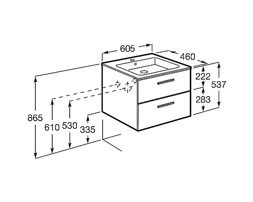 Тумба под раковину Roca Victoria 60 A857468806 подвесная Белый глянец
