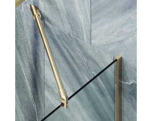 Шторка на ванну Maybah Glass MGV-93-3у 700x1400 в узком профиле Золото стекло сатиновое