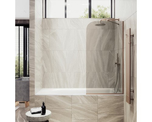 Шторка на ванну Maybah Glass MGV-66-2у 400x1400 в узком профиле Бронза стекло бронзовое