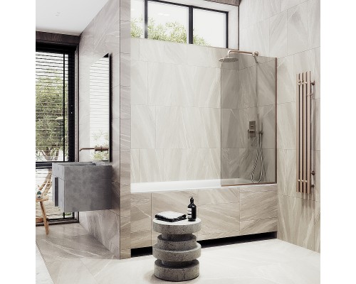 Шторка на ванну Maybah Glass MGV-66-2у 400x1400 в узком профиле Бронза стекло бронзовое