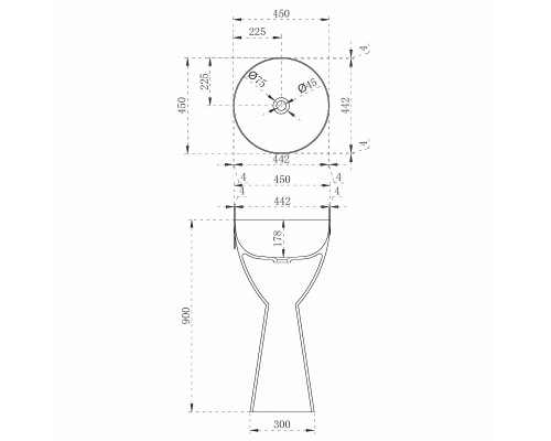 Раковина Abber Kristall 45 AT2703Onyx-Black Черная глянцевая Черная матовая