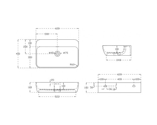 Раковина Abber Stein 60 AS2654 Белая матовая