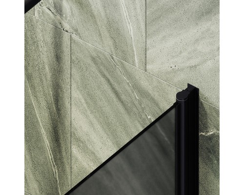 Шторка на ванну Maybah Glass MGV-604-6 400x1400 поворотная на монопетле Черный стекло графитовое матовое