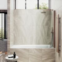Шторка на ванну Maybah Glass 500x1400 поворотная на монопетле Бронза стекло сатиновое