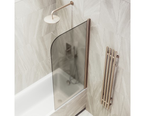 Шторка на ванну Maybah Glass MGV-617-2 700x1400 поворотная на монопетле Бронза стекло бронзовое матовое