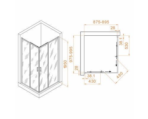 Душевой уголок RGW Passage PA-246 100x90 030824690-11 профиль Хром стекло прозрачное