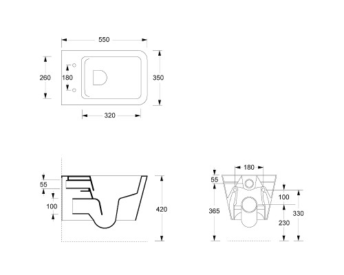 Унитаз Alice Hide 31210101 подвесной Белый глянцевый без сиденья