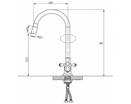Смеситель для кухни D-Lin D153810-2 Хром Серый