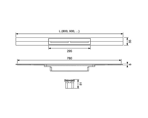Душевой лоток Tece Drainprofile 80 670821 с решеткой с черным PVD покрытием