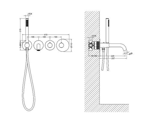 Смеситель для ванны Timo Saona 2324/00YSM с термостатом Хром