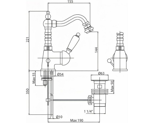 Смеситель для биде Cezares Elite ELITE-BSM2-01-Nc Хром