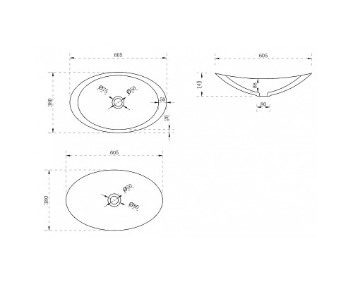 Раковина-чаша Abber Kristall 60 AT2808Opal Коричневая