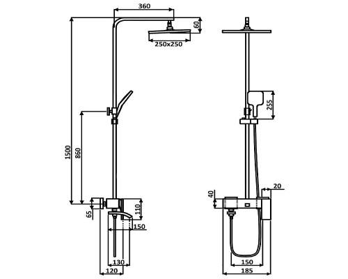 Душевая система ALMAes ECO GK-0315 Черная матовая