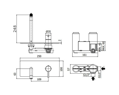 Смеситель для раковины Paffoni Light LIG106HGSP Золото медовое брашированное