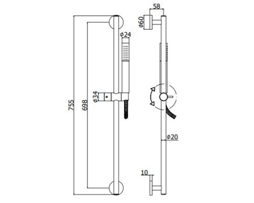 Душевой гарнитур Paffoni Life ZSAL135HGSP Золото медовое брашированное