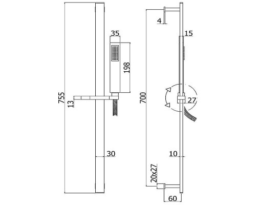 Душевой гарнитур Paffoni City ZSAL145ST Сталь