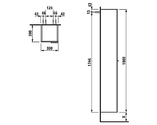 Шкаф пенал Laufen Kartell 30 R 4.0815.2.033.635.1 подвесной Оранжевый глянцевый