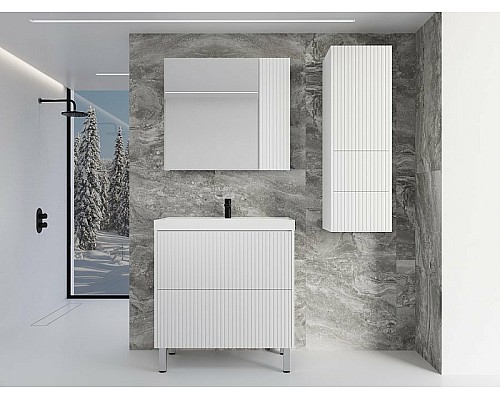 Зеркальный шкаф Style Line Стокгольм 80 ЛС-00002324 Белый рифленый софт