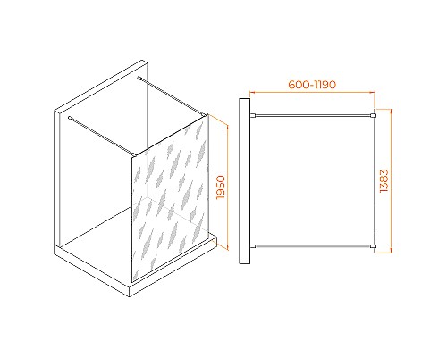 Душевая перегородка RGW Walk In WA-016-Gb 140 35101614-16 профиль Золото брашированное стекло прозрачное