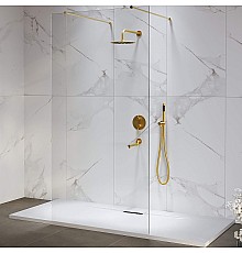 Душевая перегородка RGW Walk In WA-016-Gb 140 35101614-16 профиль Золото брашированное стекло прозрачное