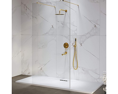 Душевая перегородка RGW Walk In WA-016-Gb 140 35101614-16 профиль Золото брашированное стекло прозрачное