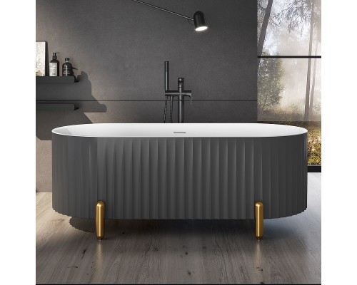 Акриловая ванна Black&White Swan SB310 Grey 170x78 Серая матовая Белая глянцевая без гидромассажа