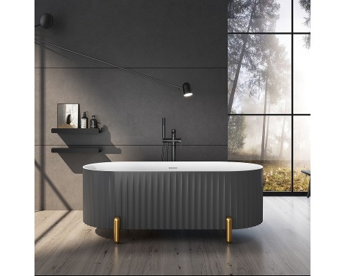 Акриловая ванна Black&White Swan SB310 Grey 170x78 Серая матовая Белая глянцевая без гидромассажа