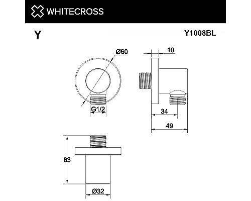 Шланговое подключение Whitecross Y brushed gold Y1008GLB Брашированное золото