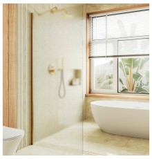 Душевая перегородка Maybah Glass 690x1950 в широком профиле Золото стекло сатиновое