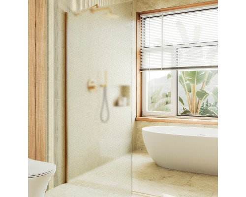 Душевая перегородка Maybah Glass MGD-706-3ш 690x1950 в широком профиле Золото стекло сатиновое