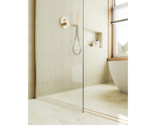 Душевая перегородка Maybah Glass MGD-706-3ш 690x1950 в широком профиле Золото стекло сатиновое