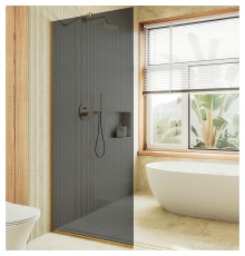 Душевая перегородка Maybah Glass 690x1950 в узком профиле Золото стекло графитовое