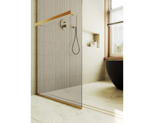 Душевая перегородка Maybah Glass MGD-721-3у 690x1950 в узком профиле Золото стекло бронзовое