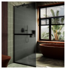 Душевая перегородка Maybah Glass 690x1950 в узком профиле Черный стекло графитовое матовое
