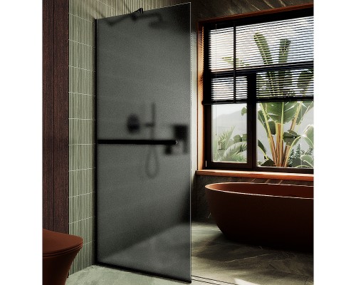 Душевая перегородка Maybah Glass MGD-724-6у 690x1950 в узком профиле Черный стекло графитовое матовое