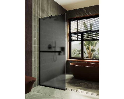Душевая перегородка Maybah Glass MGD-724-6у 690x1950 в узком профиле Черный стекло графитовое матовое