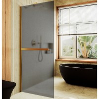 Душевая перегородка Maybah Glass MGD-724-3ш 690x1950 в широком профиле Золото стекло графитовое матовое