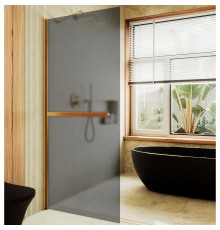 Душевая перегородка Maybah Glass 690x1950 в широком профиле Золото стекло графитовое матовое